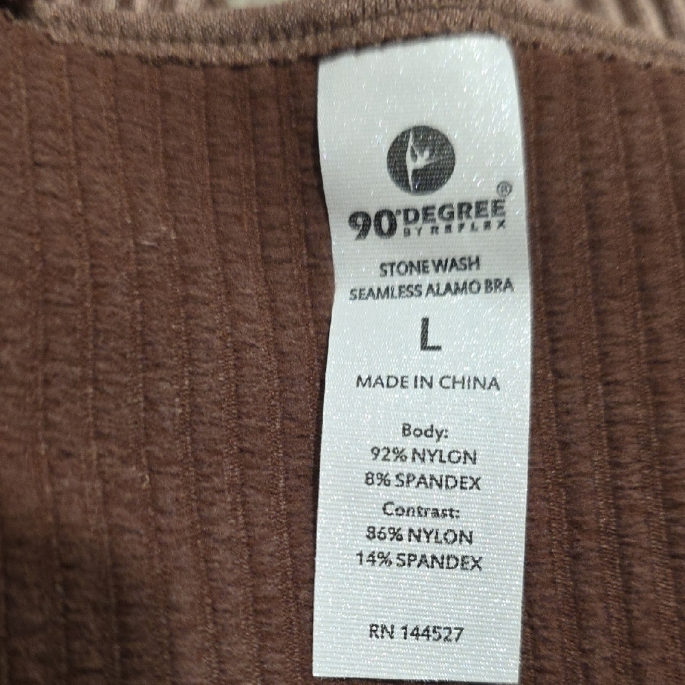 90 Degree By Reflex Brown Ribbed Seamless Crop Bra Tank NEW - Picture 7 of 16